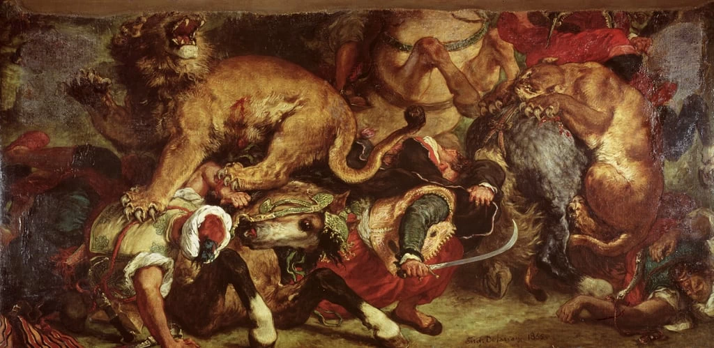 La caccia al leone, 1855 - Musee des Beaux, Arts, Bordeaux